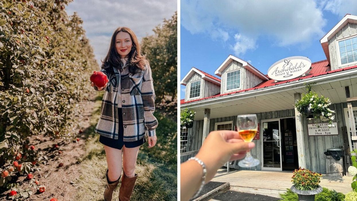 A person holding an apple. Right: A hand holding a glass of wine.