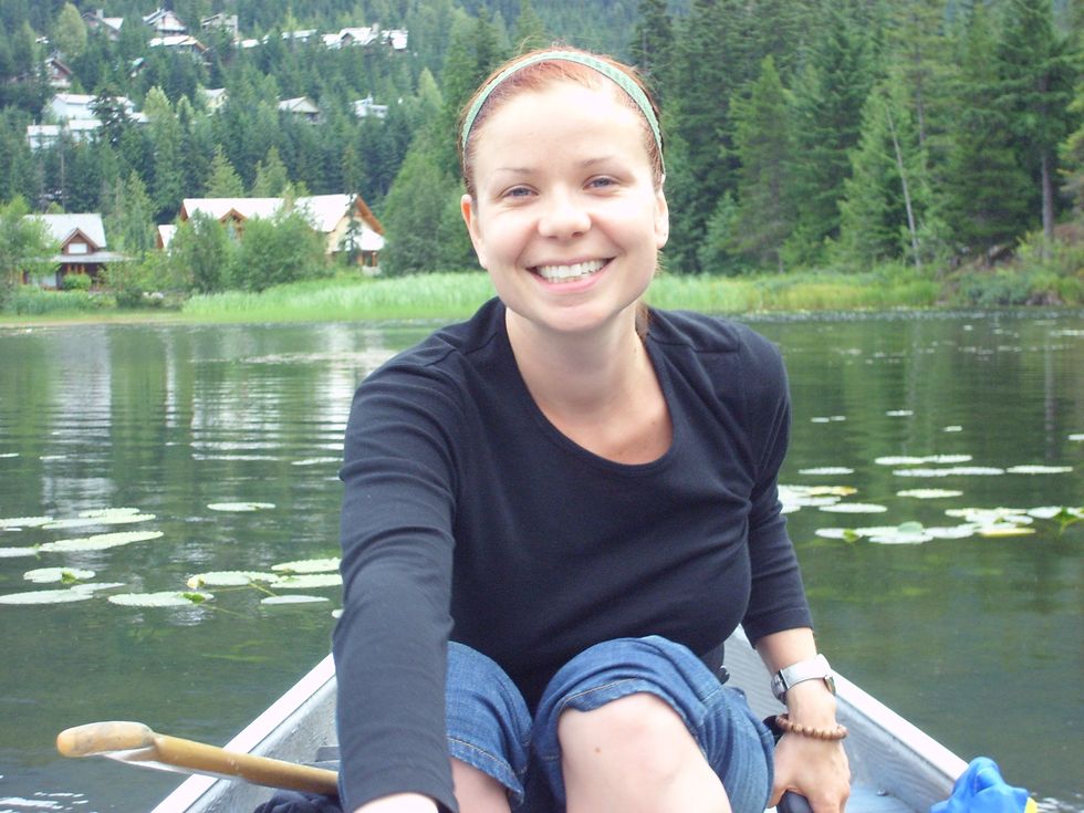 A person in a canoe.