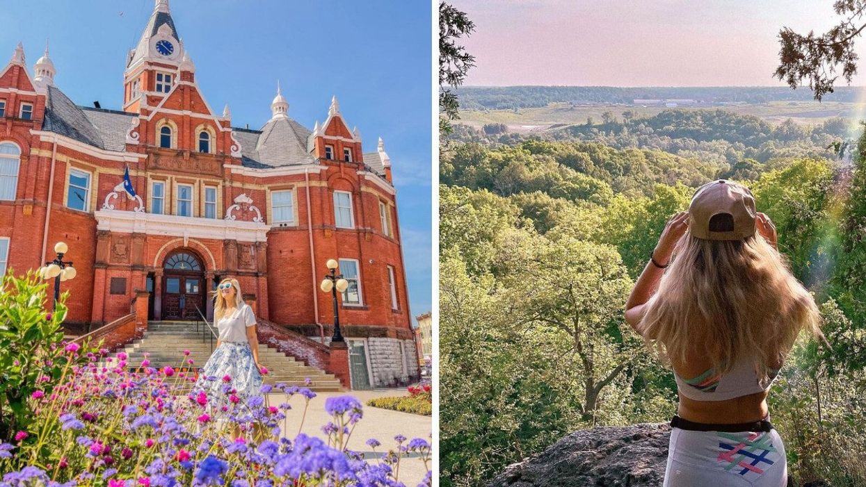 A person in a small town in Ontario. Right: A person at a conservation area near Toronto.