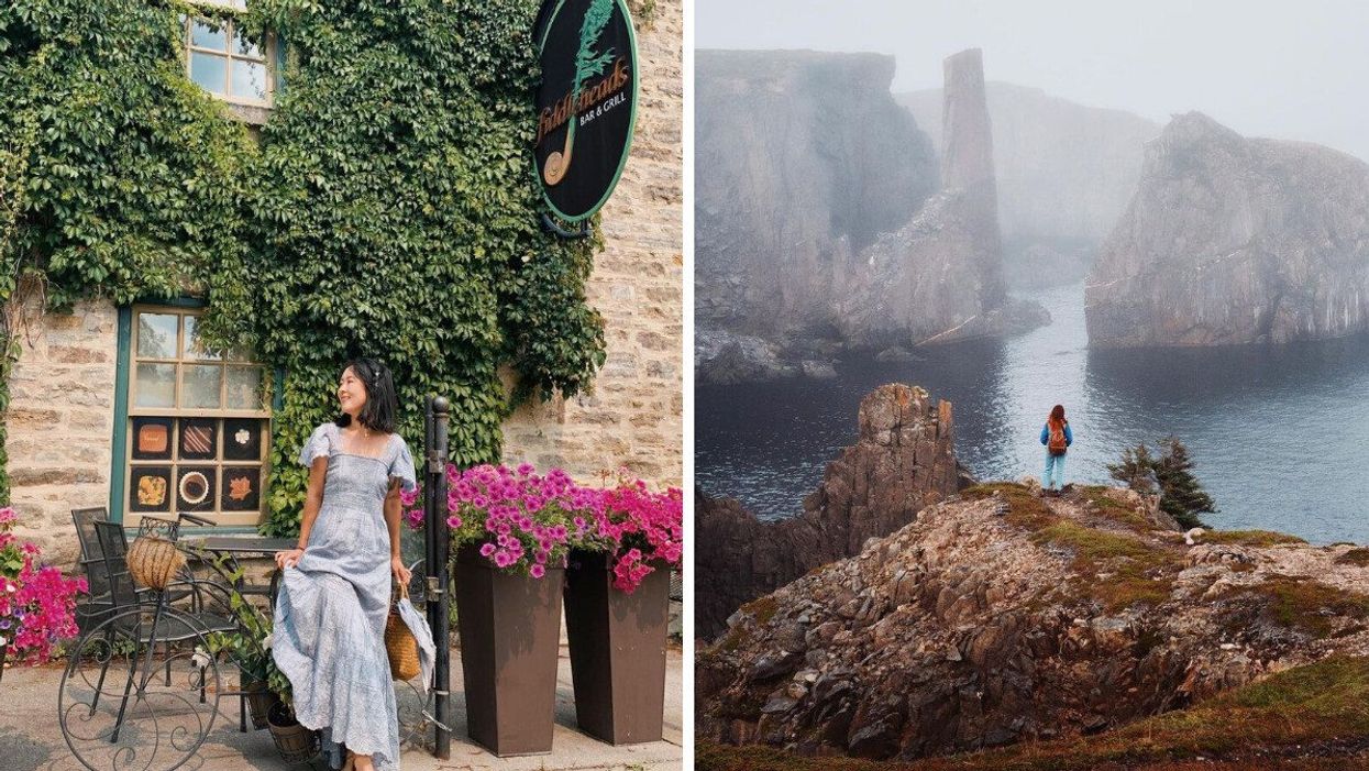 A person in a small town in Ontario. Right: A person in a small town in Newfoundland.
