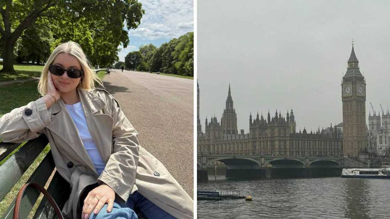 A person in London. Right: London