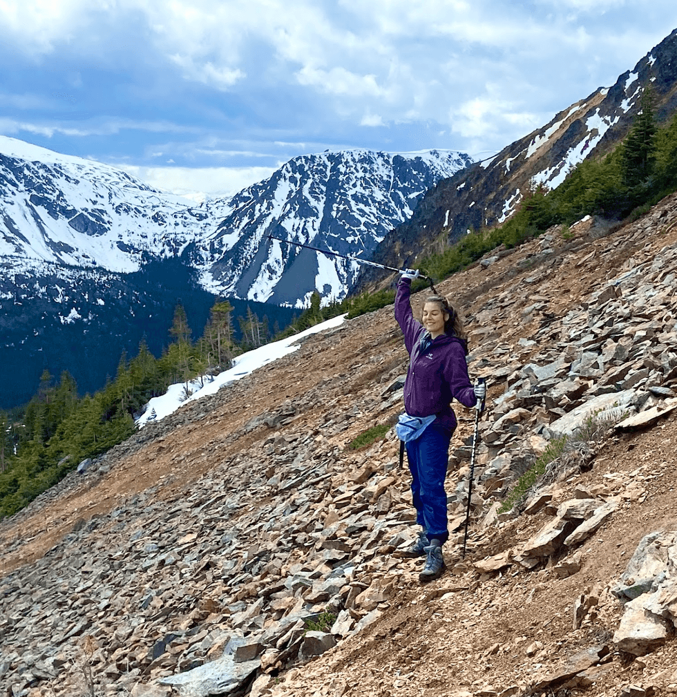 A person in the mountains.