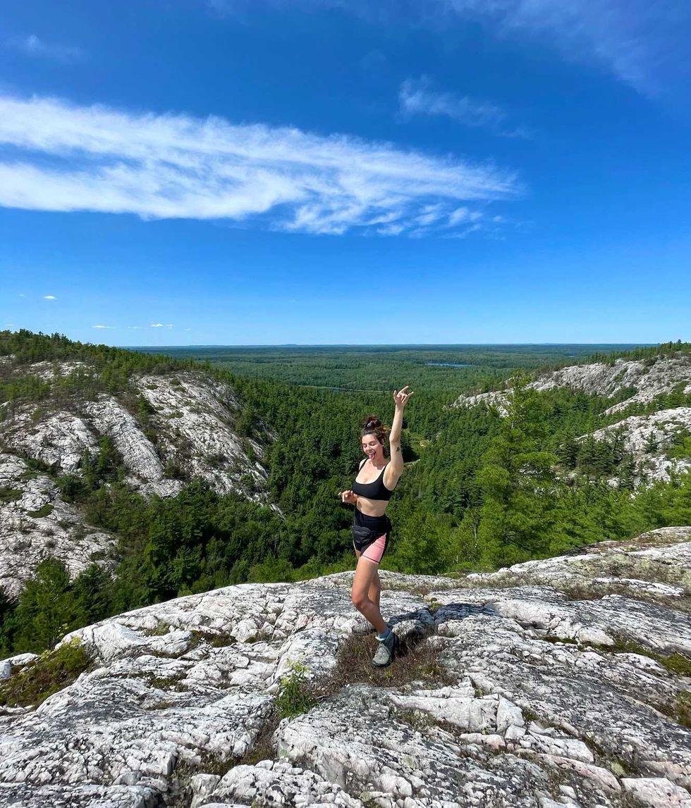 A person on a cliff.
