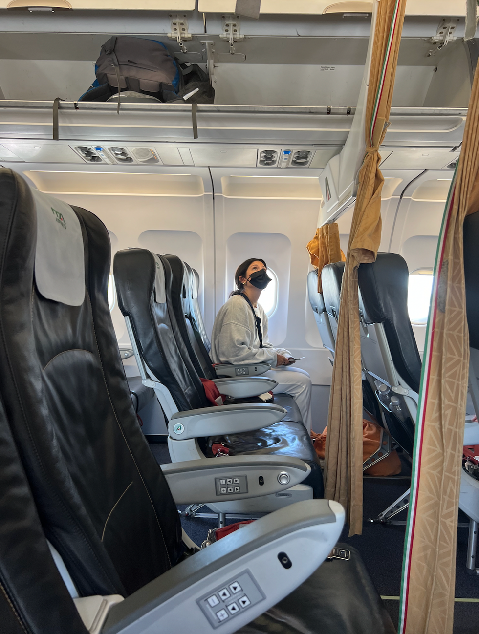 A person on a plane.