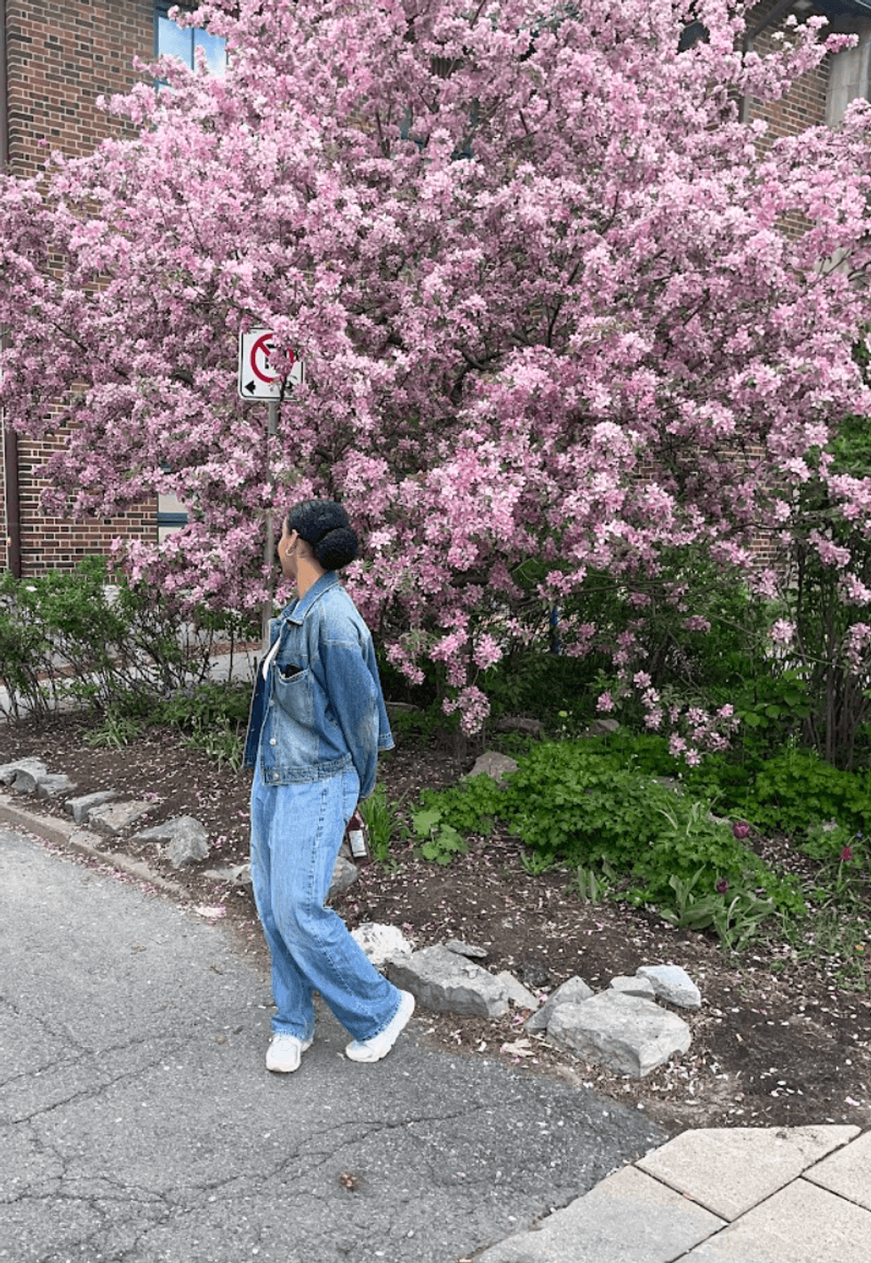 A person on a street.