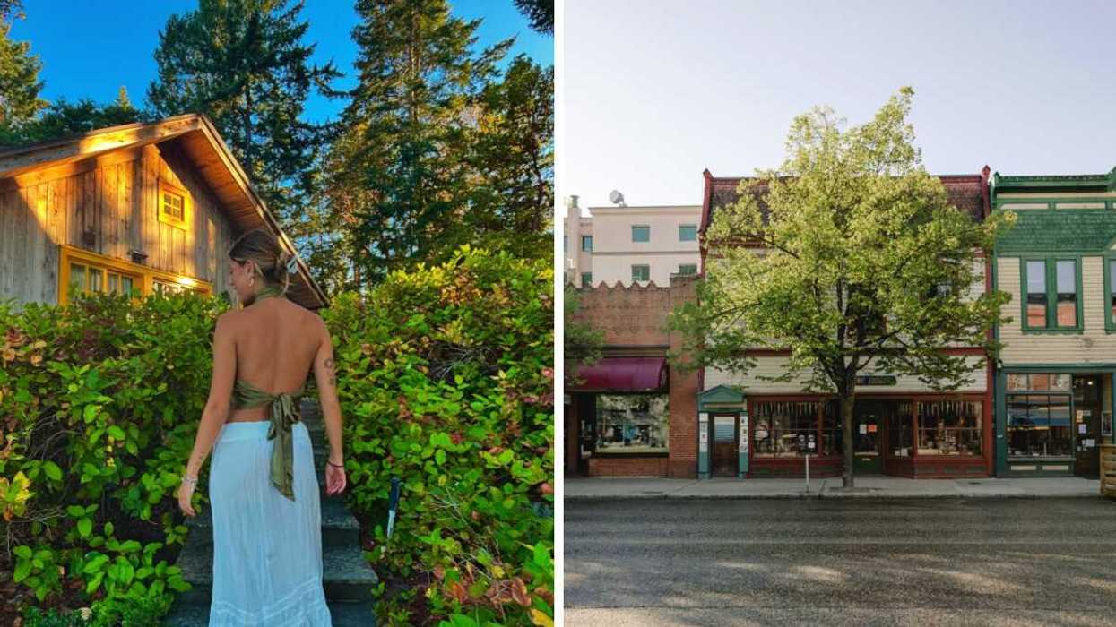 A person on Salt Spring Island. Right: A street of Nelson B.C.