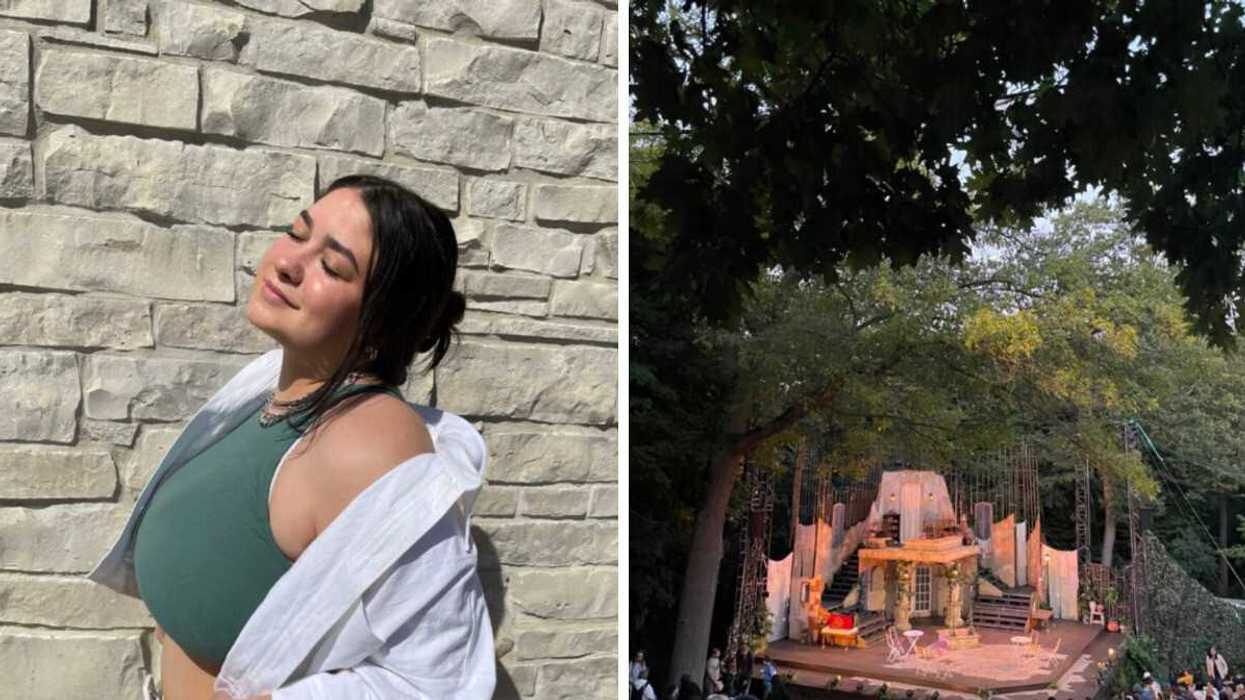 A person soaking in the sun. Right: Shakespeare in High Park