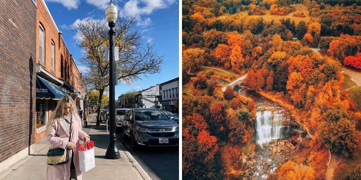 This town 1 hour from Toronto is surrounded by a red and gold valley with towering waterfalls