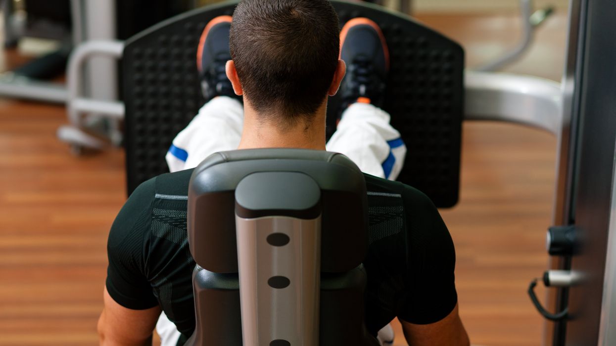 A person working out at the gym.