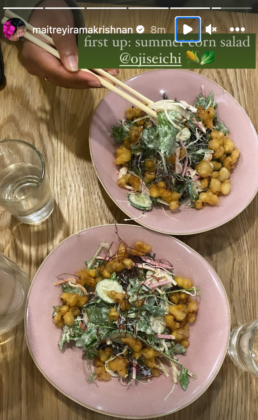 A photo from Maitreyi Ramakrishnan's Instagram story.