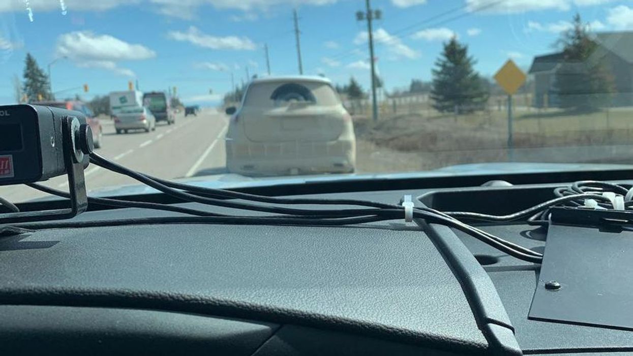 A photo of the charged driver's dirty vehicle.