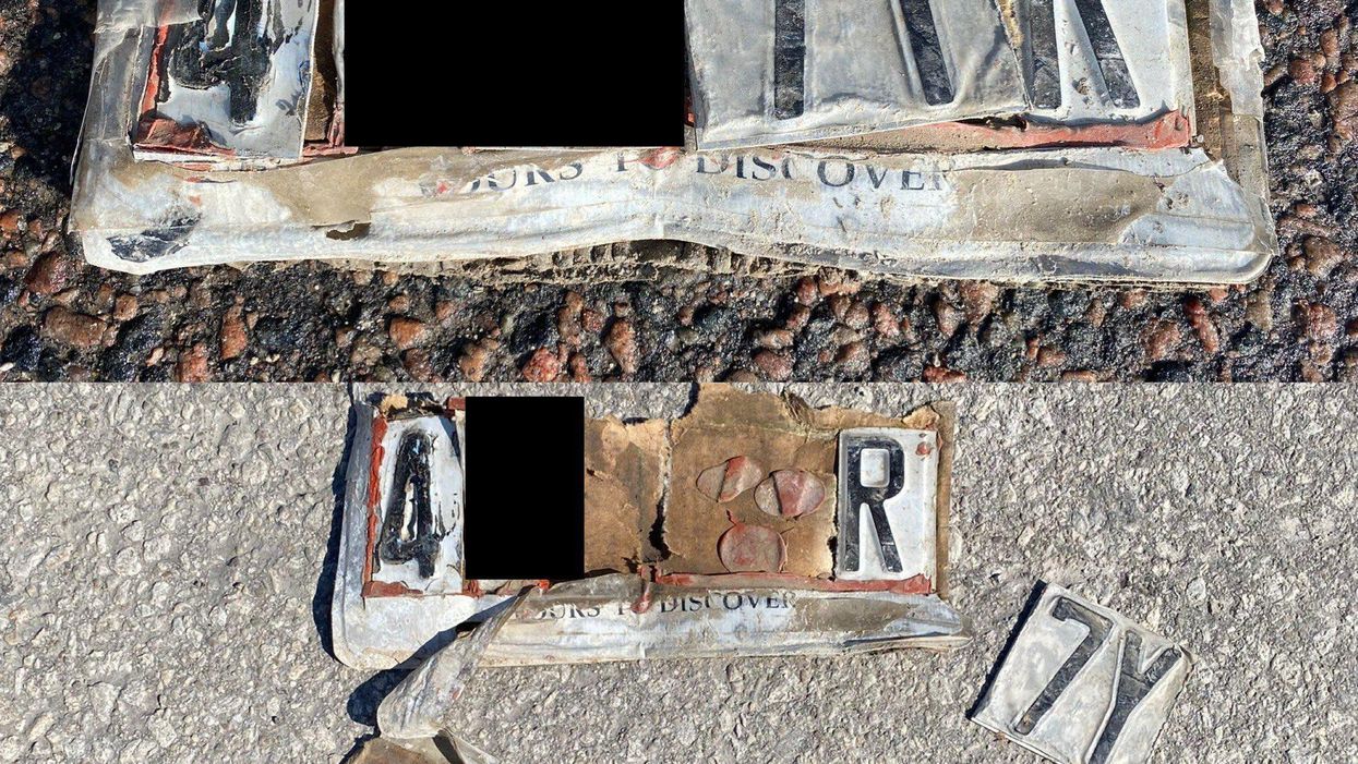 A photo of the makeshift licence plate shared by Halton police.