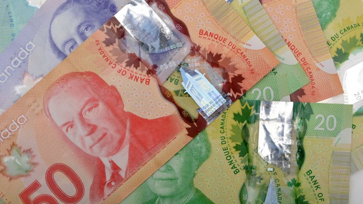 A pile of Canadian dollars.