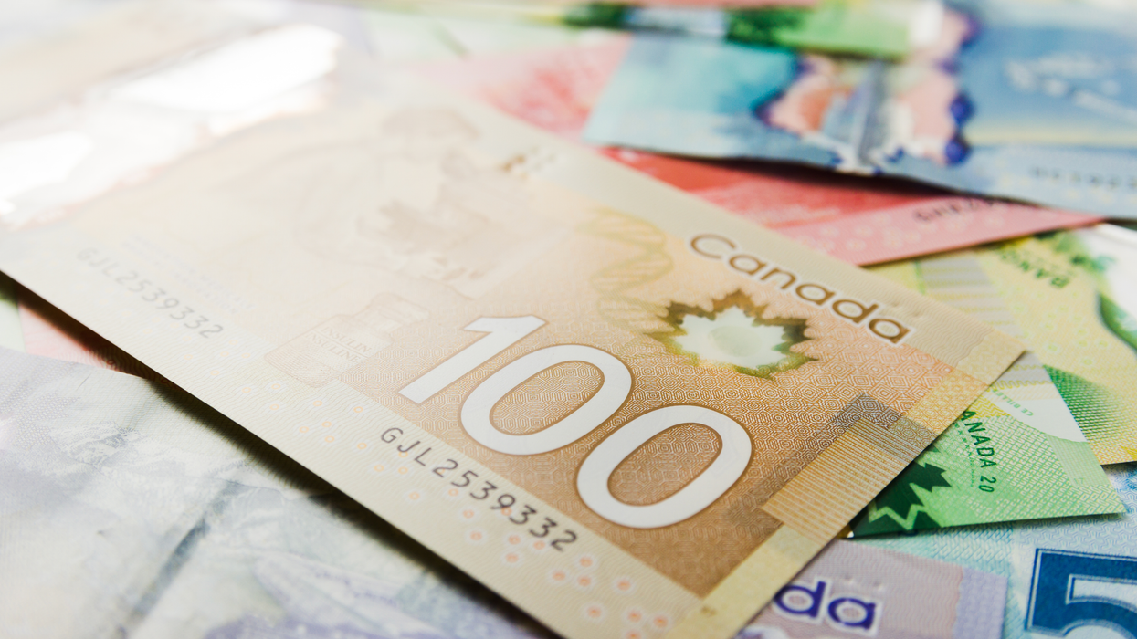 A pile of Canadian dollars.