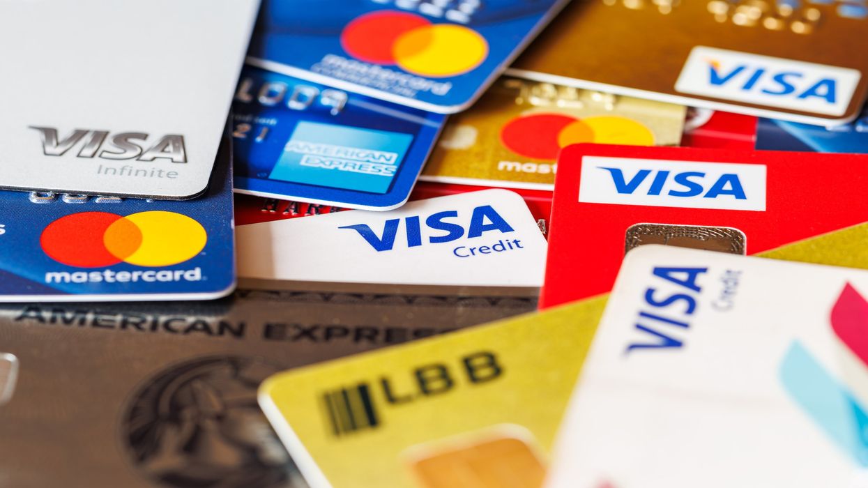 A pile of credit cards (illustrative).