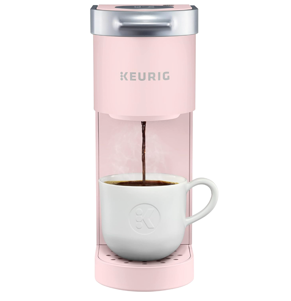 A pink coffee maker.