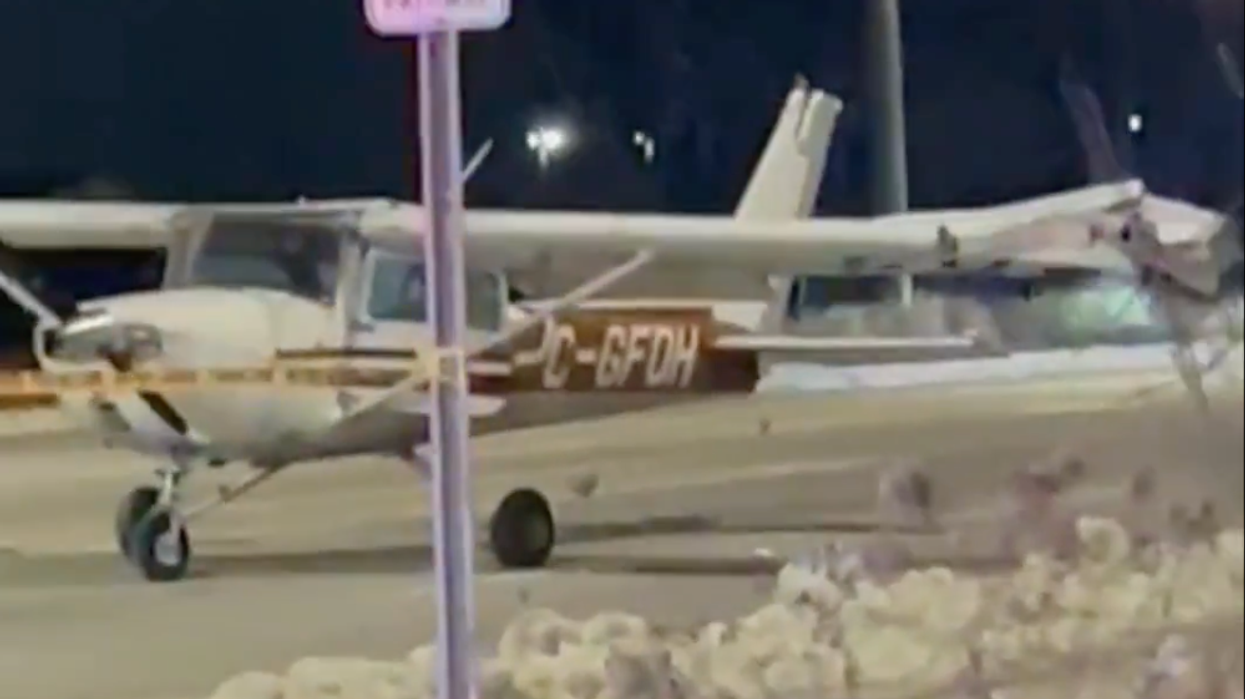 A plane in Ajax after making an emergency landing. 