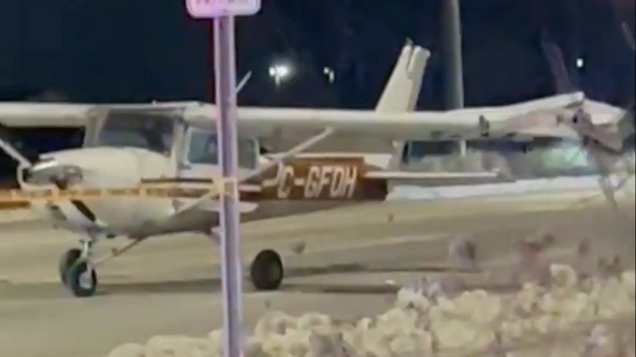 A plane in Ajax after making an emergency landing. 