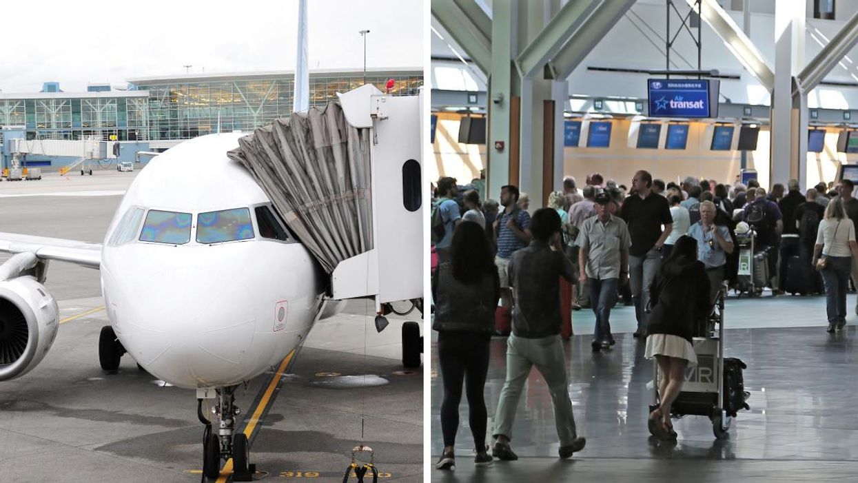 A plane. Right: YVR lineups.