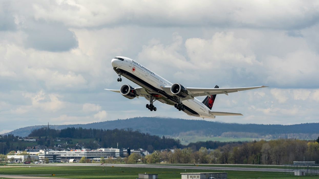 A plane takes off from an airport.
