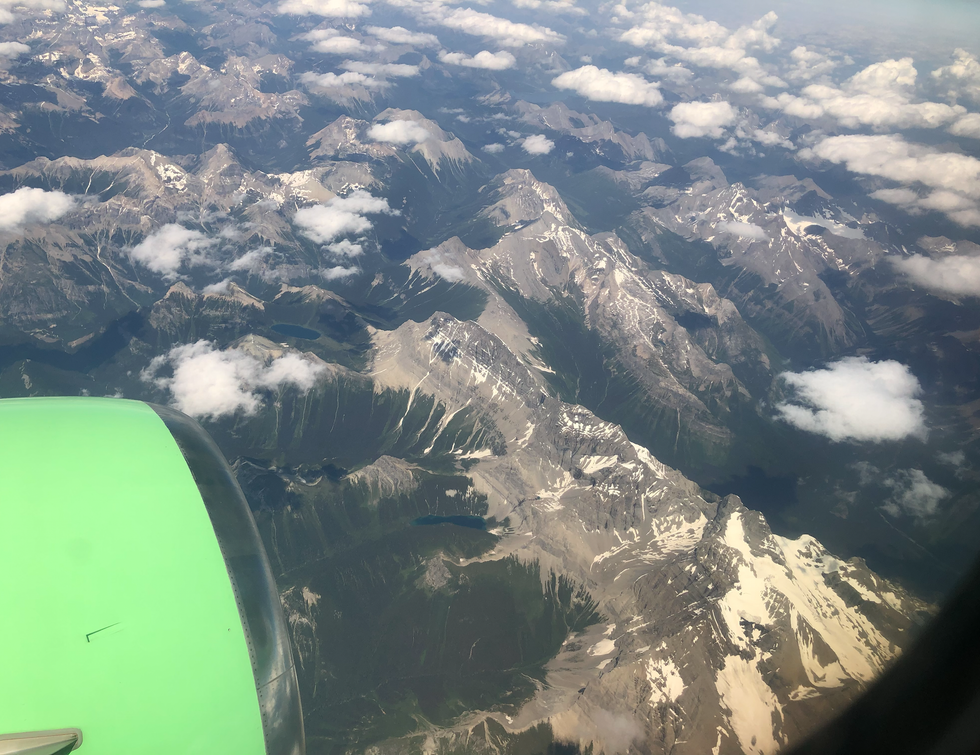 A plane window view.