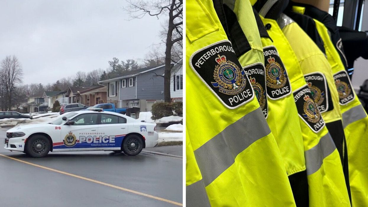 A police cruiser in Ontario. Right: Peterborough police uniform.
