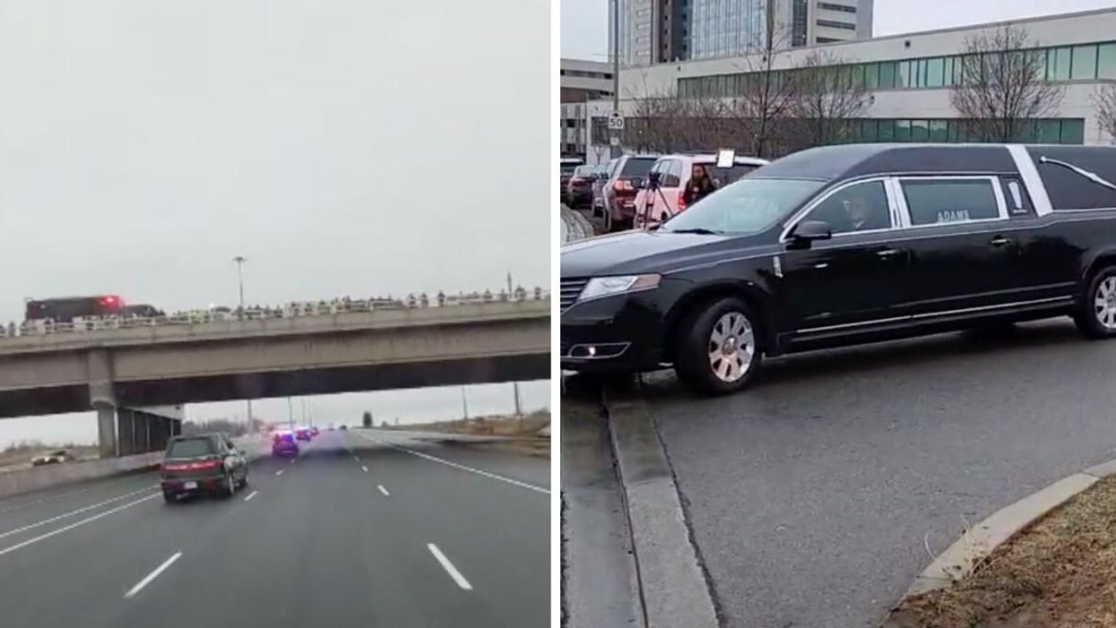 A police procession held Friday for slain OPP Constable Grzegorz Pierzchala.