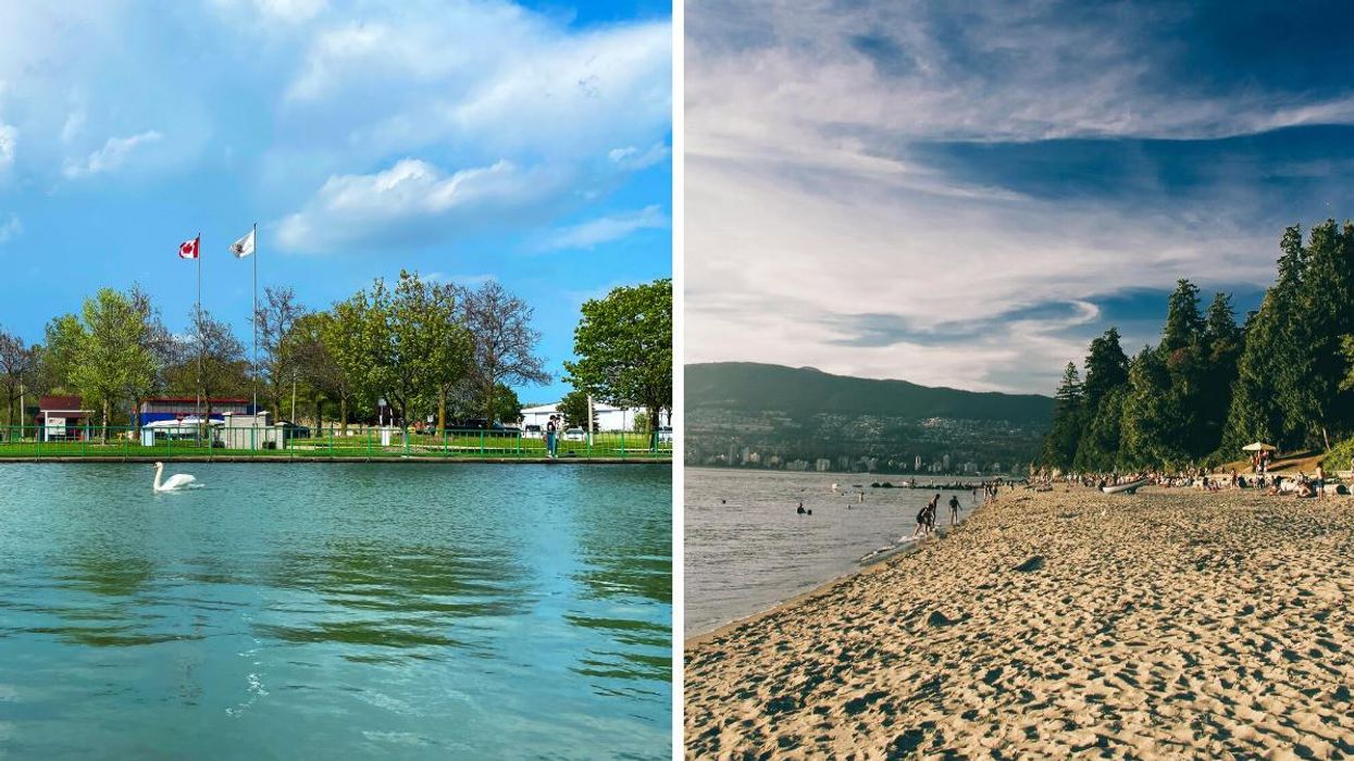 A pond in Ontario. Right: A beach in Vancouver.