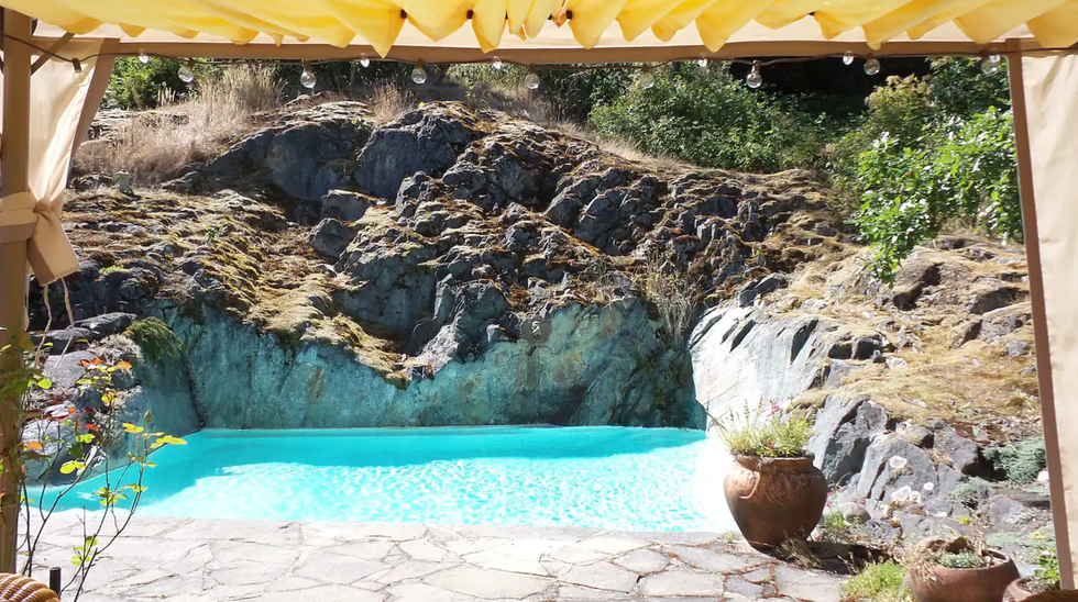 A pool built in to the cliff.
