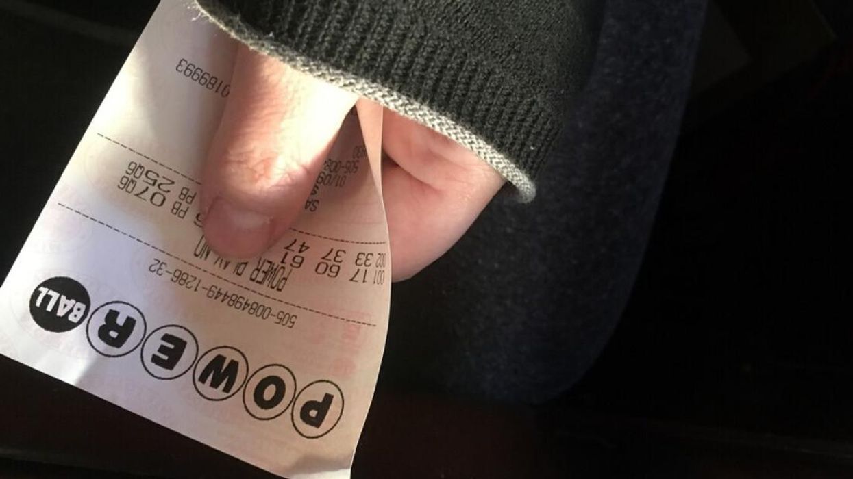 A Powerball lottery ticket.
