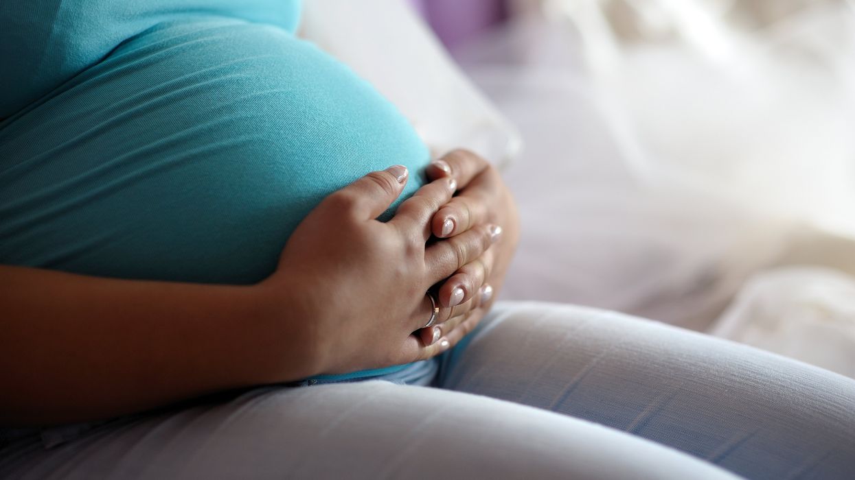 A pregnant belly.