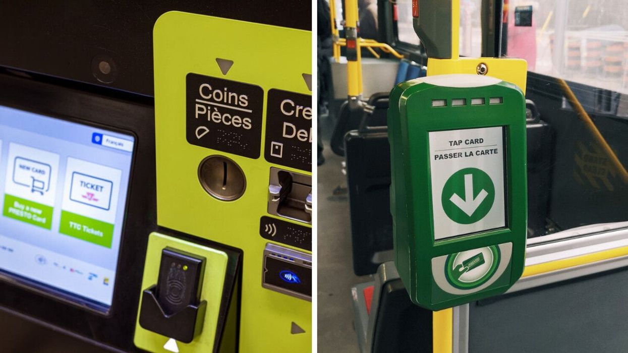 A PRESTO machine to reload your card. Right: A PRESTO tap machine on the TTC.