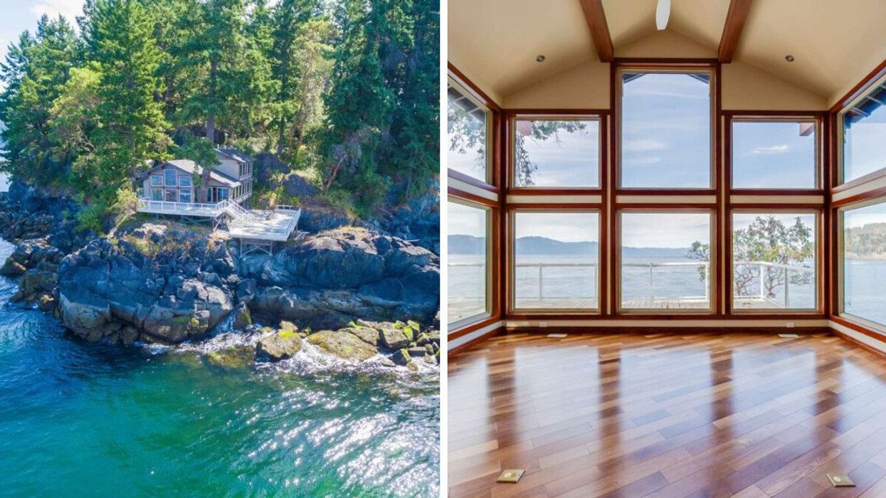A private island for sale in B.C. Right: The house on the private island for sale.