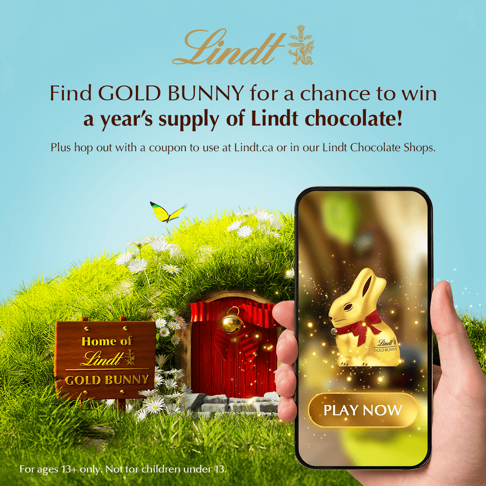 A promotional image for the Lindt GOLD BUNNY phone game.