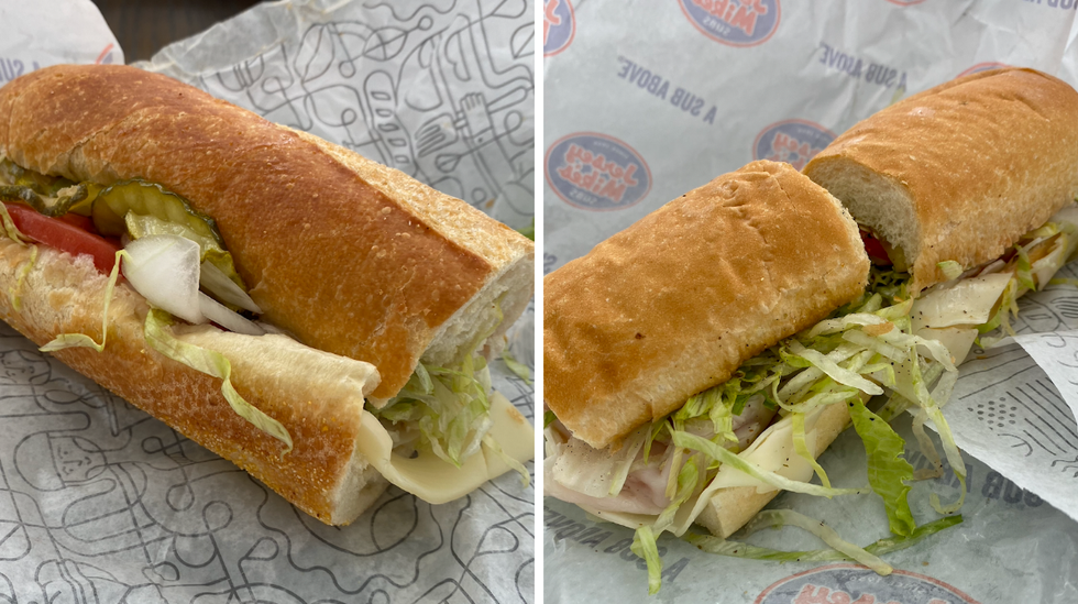 A Publix sub. Right: A Jersey Mike's sub.