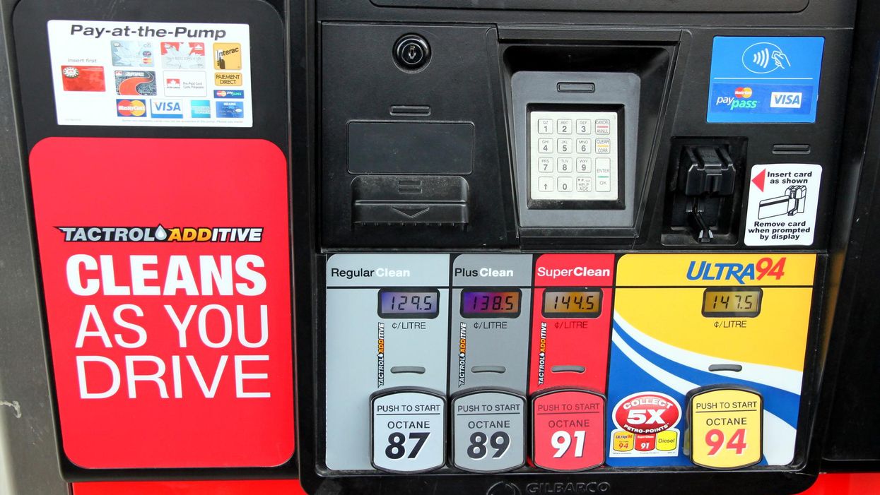 A pump at a gas station.