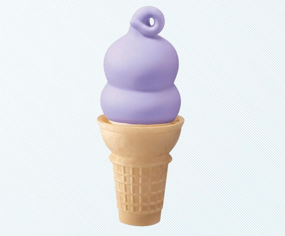 A purple Fruity Blast ice cream cone.