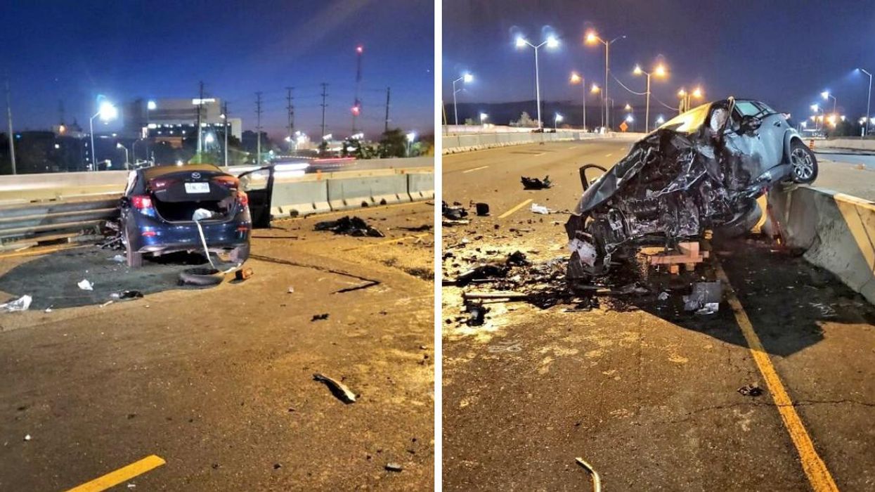 A QEW Crash Injured 2 People After A Car Was Driving Down The Wrong Side Of The Highway