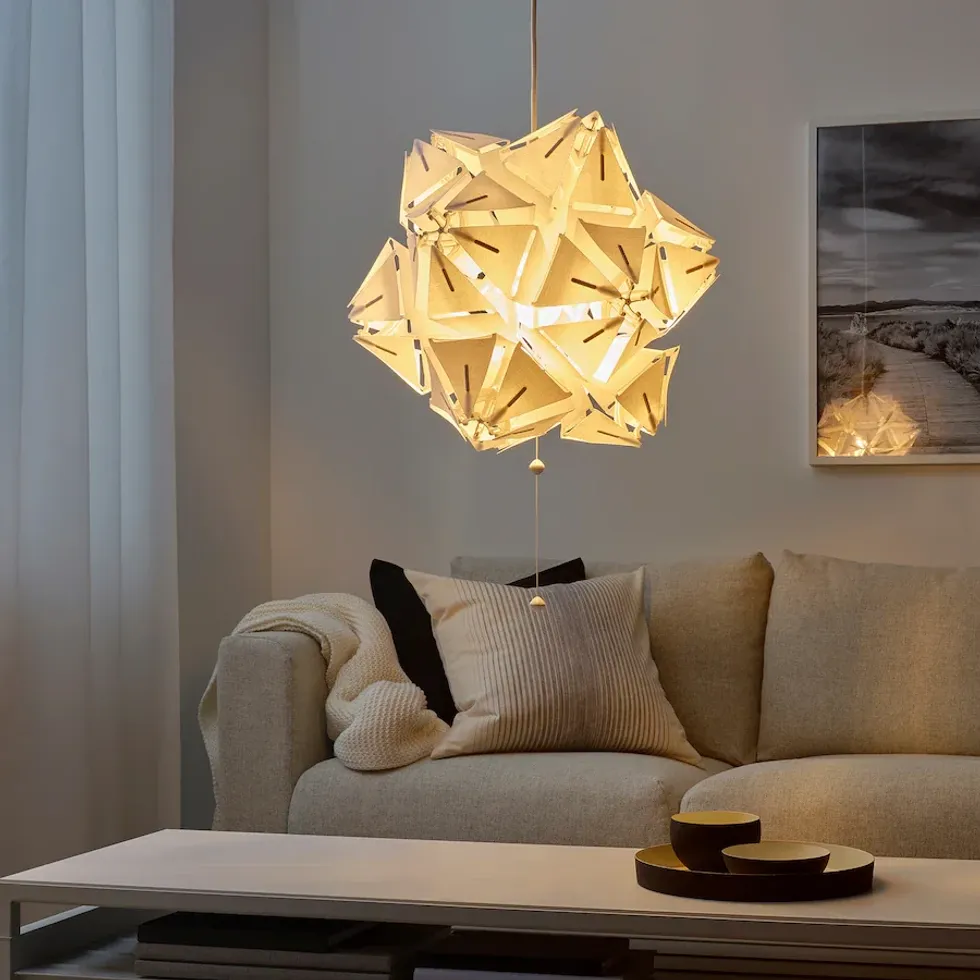 A RAMSELE pendant lamp in a living room.