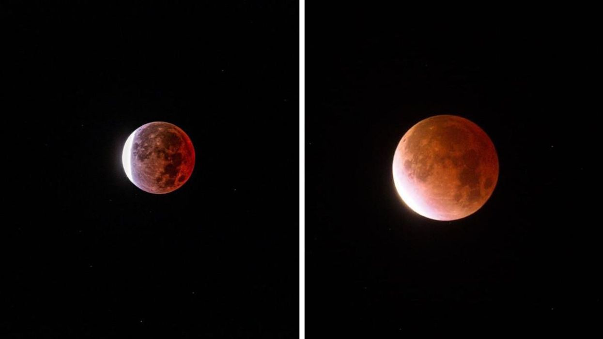 A Rare Lunar Eclipse Turned The Moon Red Over Canada & The Photos Are Incredible