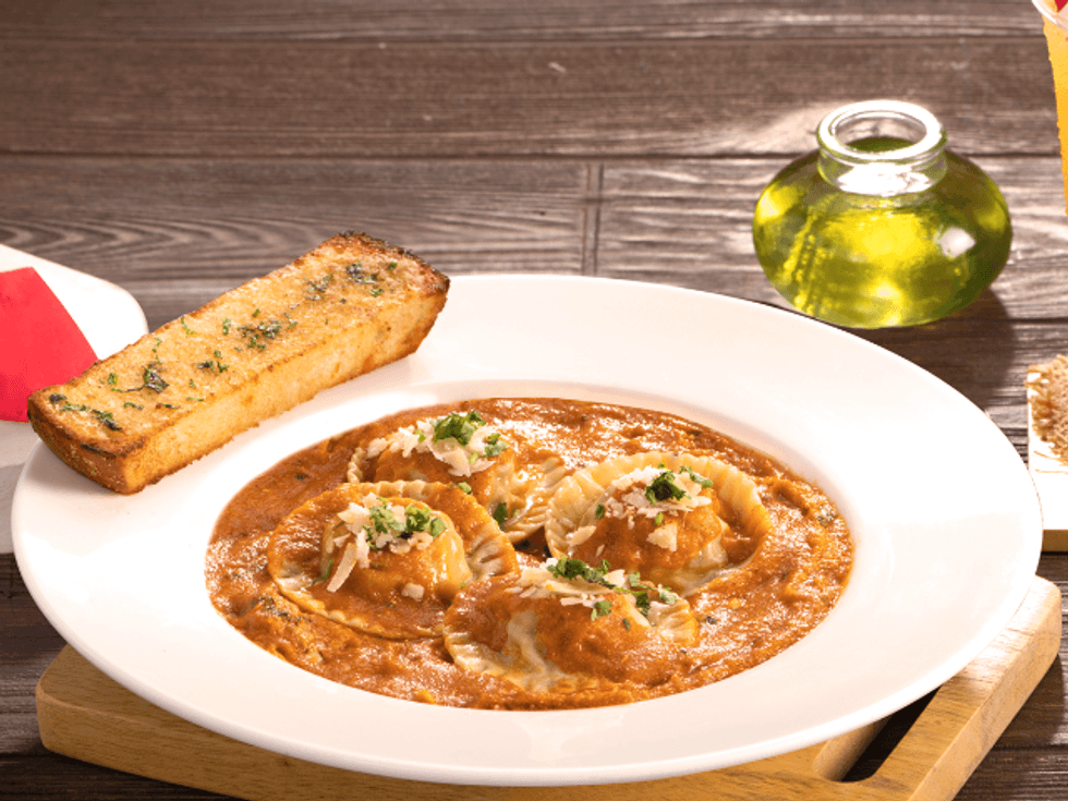 A ravioli pasta fusion dish at Tim Hortons India.