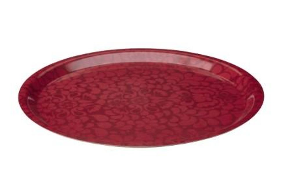 A red serving tray.
