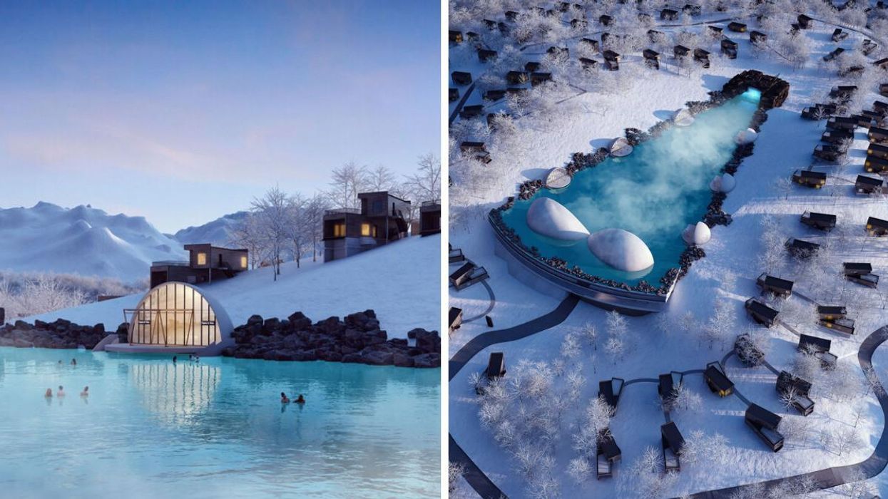 A rendering of a Blue Lagoon-inspired geothermal pool in Quebec.