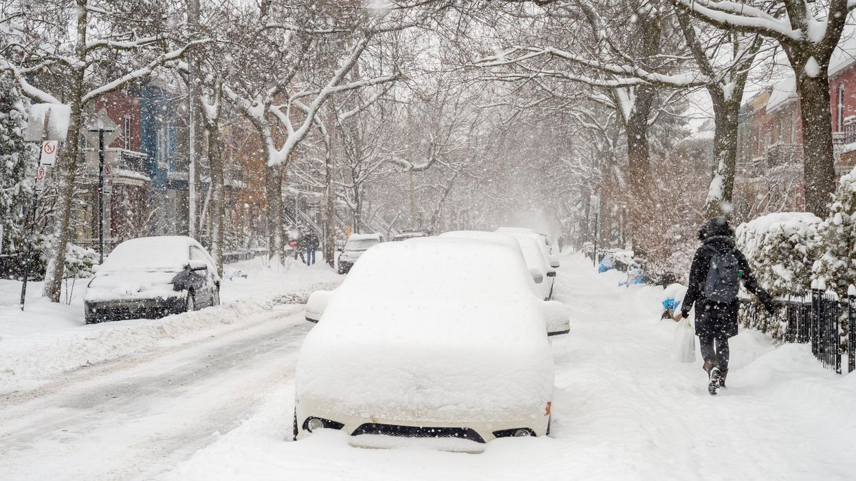 A residential street in Canada after a major snowfall (illustrative).