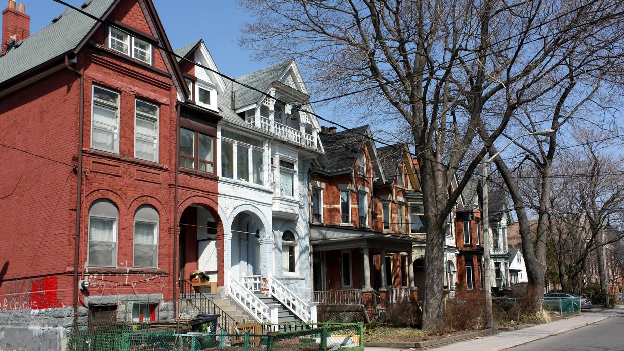 A residential street showing houses in Toronto.