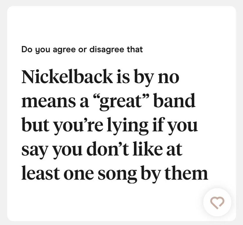 A response to dating app prompts.