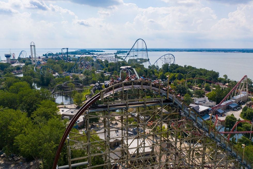 A roller coaster at Cedar Point Amusement Park.