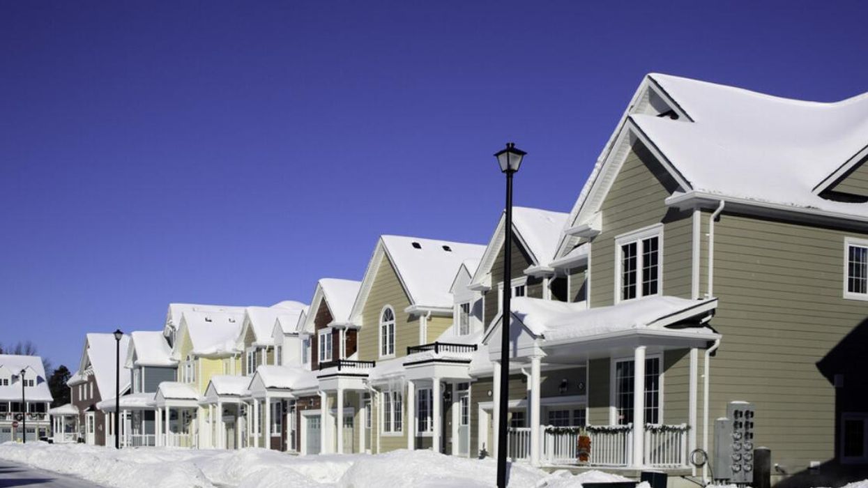 A row of Ontario houses during winter
