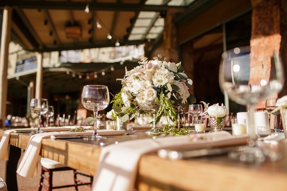 A rustic wedding reception.