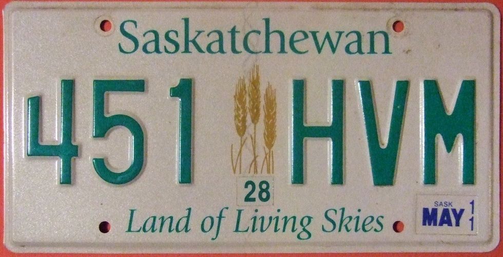A Saskatchewan licence plate.
